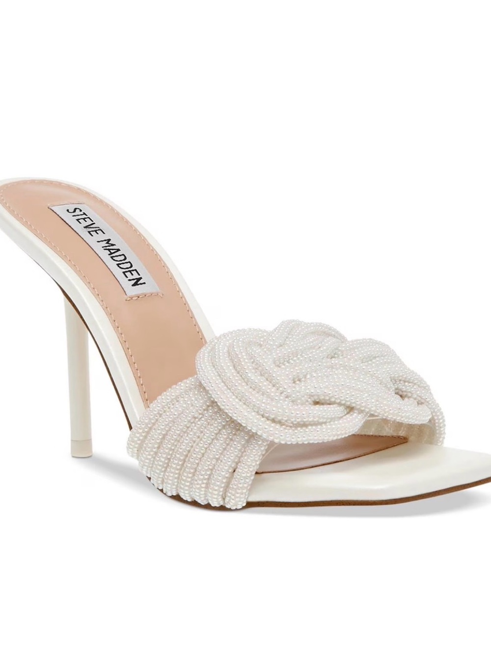 Steve Madden Womens Applaud Dressy Slip On Heels Ivory 8.5 M